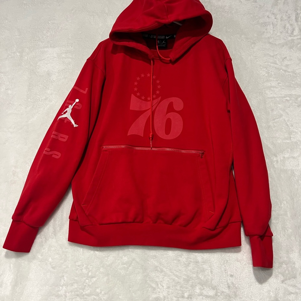 Air Jordan Philadelphia 76ers Courtside Hoodie Red Statement Edition Men's Large